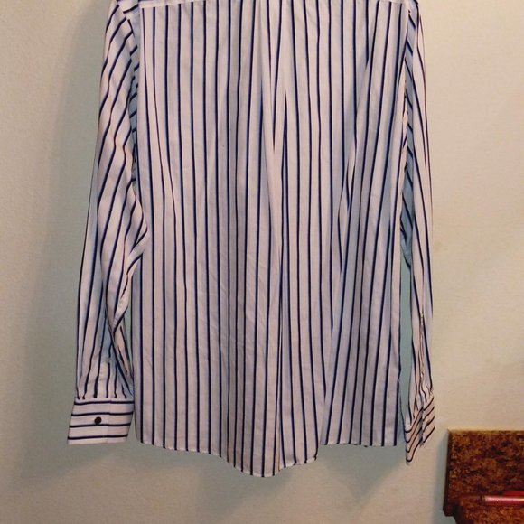Michael Kors Mens Striped button up Shirt 16 36/37 Large , blue & white - Picture 6 of 7